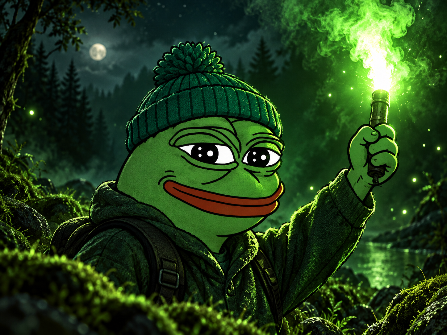 GPEPET in a glowing green forest